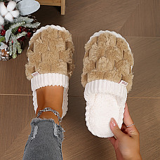 Colorblock Faux Fur Slippers