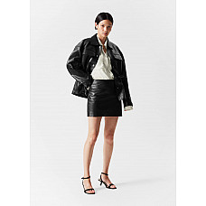 Raw-Edge Leather Mini Skirt