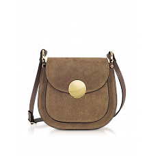 Agave Suede and Smooth Leather Shoulder Bag