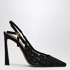 Dolce&Gabbana Black lace slingback with rhinestones Dolce&Gabbana Black lace slingback with rhinestones