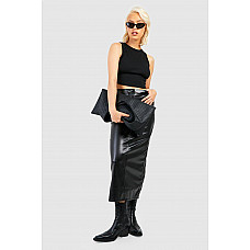 Faux Leather Mid Skirt 