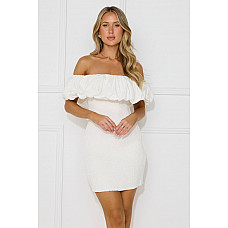 Island Breeze Off Shoulder Mini Dress White