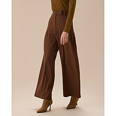 The Brown High Waisted Pockets Straight Pants