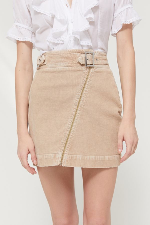 Harmony Corduroy Zip-Front Skirt