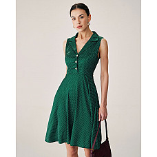 Green Polka Dot Sleeveless Mini Dress