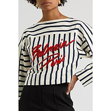 Balmain Logo-print striped cotton top