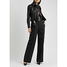 Saint Laurent Belted Panelled Leather Jacket Saint Laurent Belted Panelled Leather Jacket