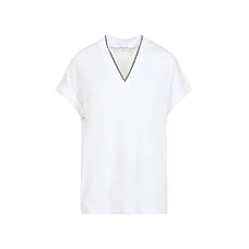 V-Neck Monile T-Shirt in White