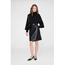 Alanis Leather Midi Skirt in Black Alanis Leather Midi Skirt in Black
