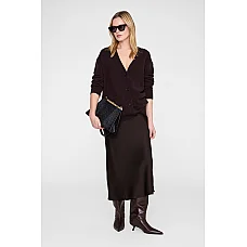 Bar Silk Midi Skirt in Deep Brown Bar Silk Midi Skirt in Deep Brown