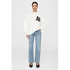 ANINE BING Miles Oversized Sweatshirt Letterman in White ANINE BING Miles Oversized Sweatshirt Letterman in White
