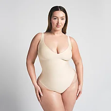 Unlined Plunge Thong Bodysuit Sand Unlined Plunge Thong Bodysuit Sand