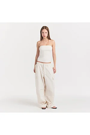 Oversized Low-Rise Cargo Pant in Egret