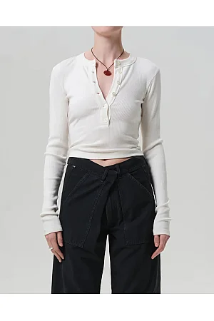 Varra Henley in White Pashmina