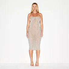Milky Sheer Midi Tube Dress
