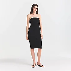 Strapless Midi Dress in Black