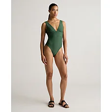 Italian Plunge One-Piece Swimsuit in Green