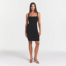 SKIMS Refined Knit Midi Dress in Obsidian