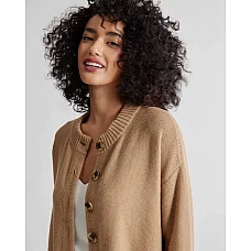Organic Cotton Cropped Cardigan Brown