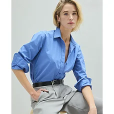 Organic Cotton Poplin Long Sleeve Boyfriend Shirt