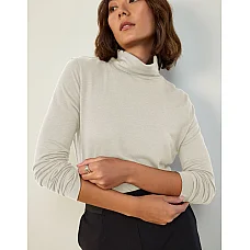 Wool Mock Neck Top in Coconut
