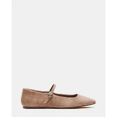 Maple Mary Jane Taupe Suede Ballet Flats 