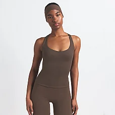 NikeSKIMS Matte Racer Back Tank in Dark Sepia
