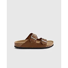 Nappa Leather Double Buckle Slide Brown