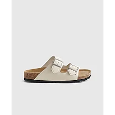 Nappa Leather Double Buckle Slide Bone