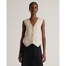 European Linen Vest in Flax