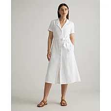 European Linen Button Front Dress