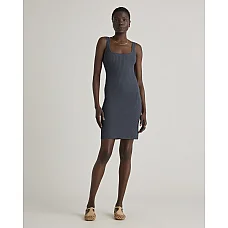 Square Neck Ribbed Knit Mini Dress