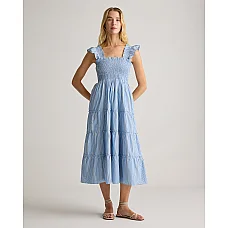 Organic Cotton Poplin Smocked Midi Dress