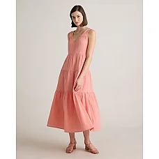 Organic Cotton Gauze Tiered Maxi Dress