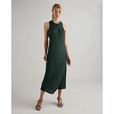 Washable Stretch Silk Tank Midi Dress