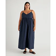 Organic Cotton Sleeveless Maxi Dress Navy Blue
