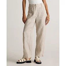 Linen Wide Leg Trousers in Flax