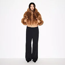 SKIMS Faux Fur Zip-Up Jacket Camel