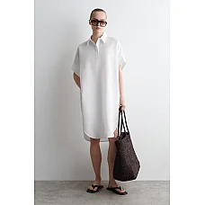 Linen-Cotton Shirt Dress