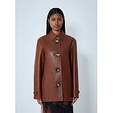 Acne Studios Mandarin Collar Leather Jacket