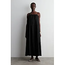 Pleated Linen Maxi Dress