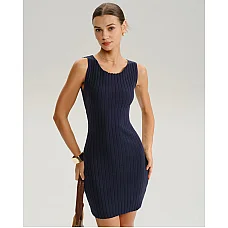 Blue Bodycon Sleeveless Sweater Dress
