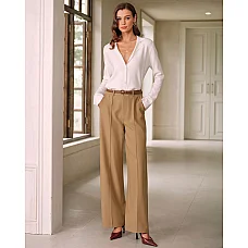Khaki Natural Waisted Pocket Straight Pants