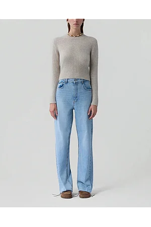 Alina Cashmere Crew in Sandstone